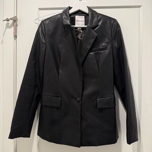 Black Leather Blazer Jacket US6